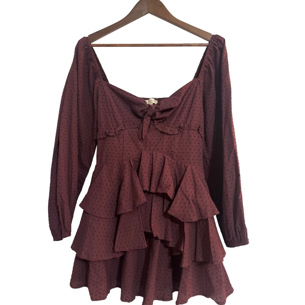 NWT Women's Alter'd State Maroon Ruffled Dress Size S